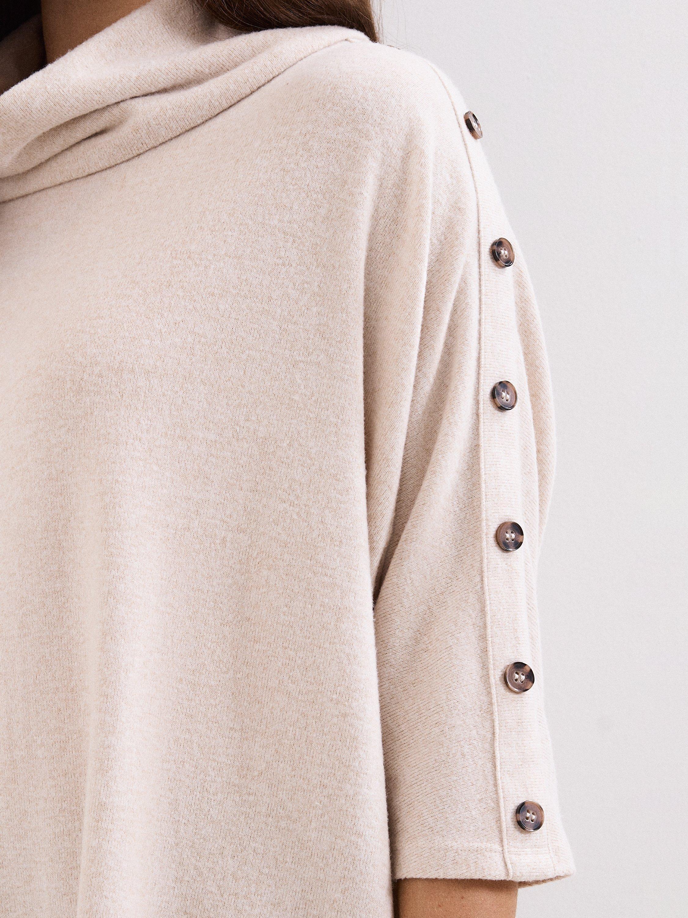 Product image 7 of 8, which shows Phase Eight Toni Button Sleeve Snuggle Top, Oatmeal, 8
