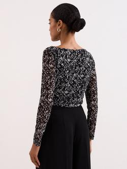 Phase Eight Tammy Long Sleeve Cowl Neck Blouse - view 2, Black/Ivory