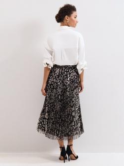 Phase Eight Edie Pleated Skirt, Black - view 2, Black