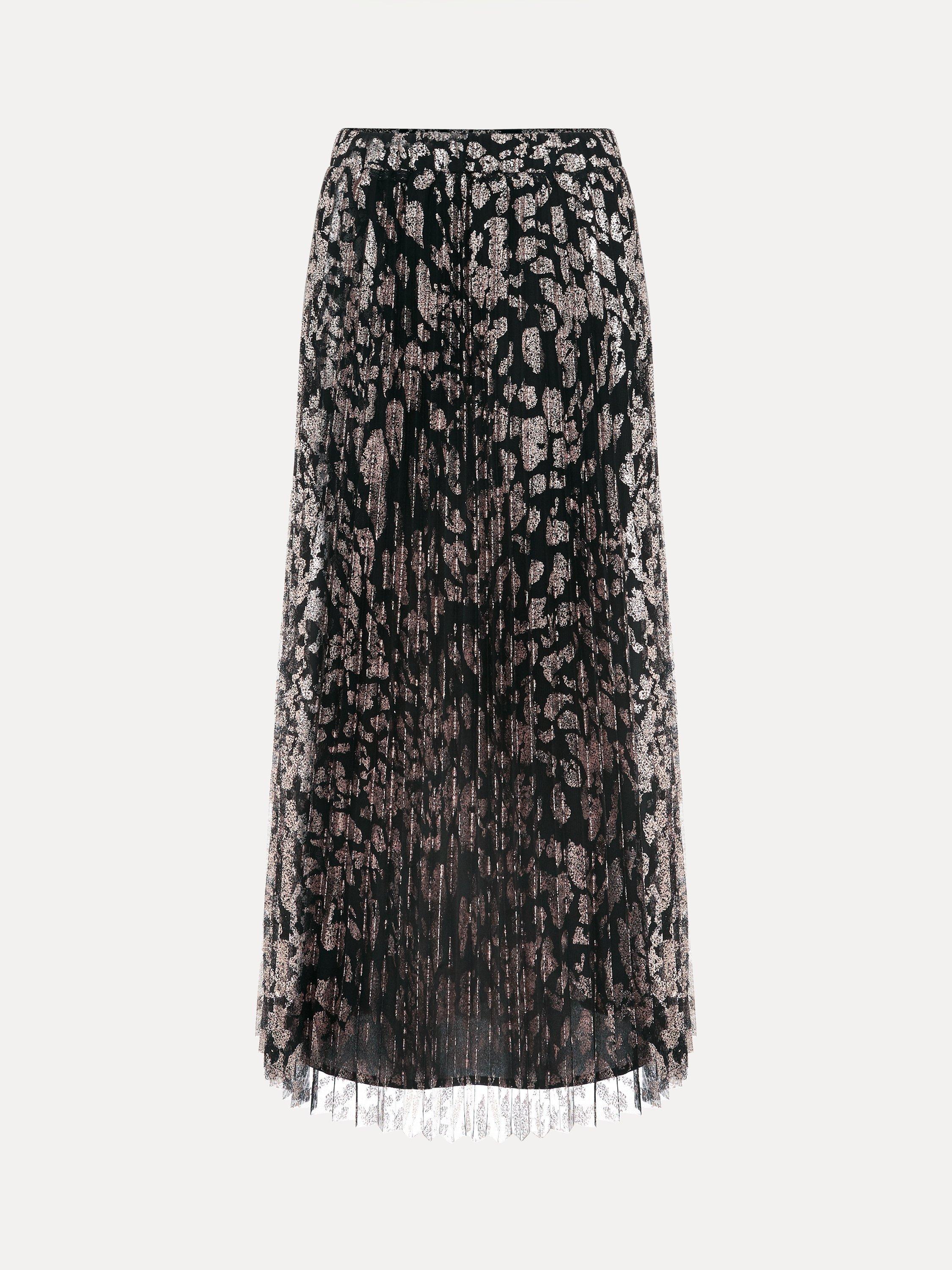 Product image 5 of 8, which shows Phase Eight Petite Edie Abstract Midi Skirt, Black, 8