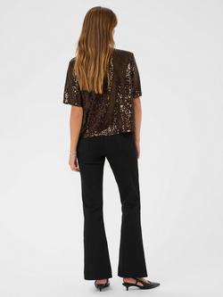 KAFFE KAmiranda Sequin Top - view 2, Brown