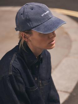 Mint Velvet Out Of Office Denim Baseball Cap, Blue - view 2, Blue