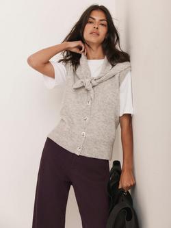 Mint Velvet Scarf Detail Knit Jumper, Grey, Grey