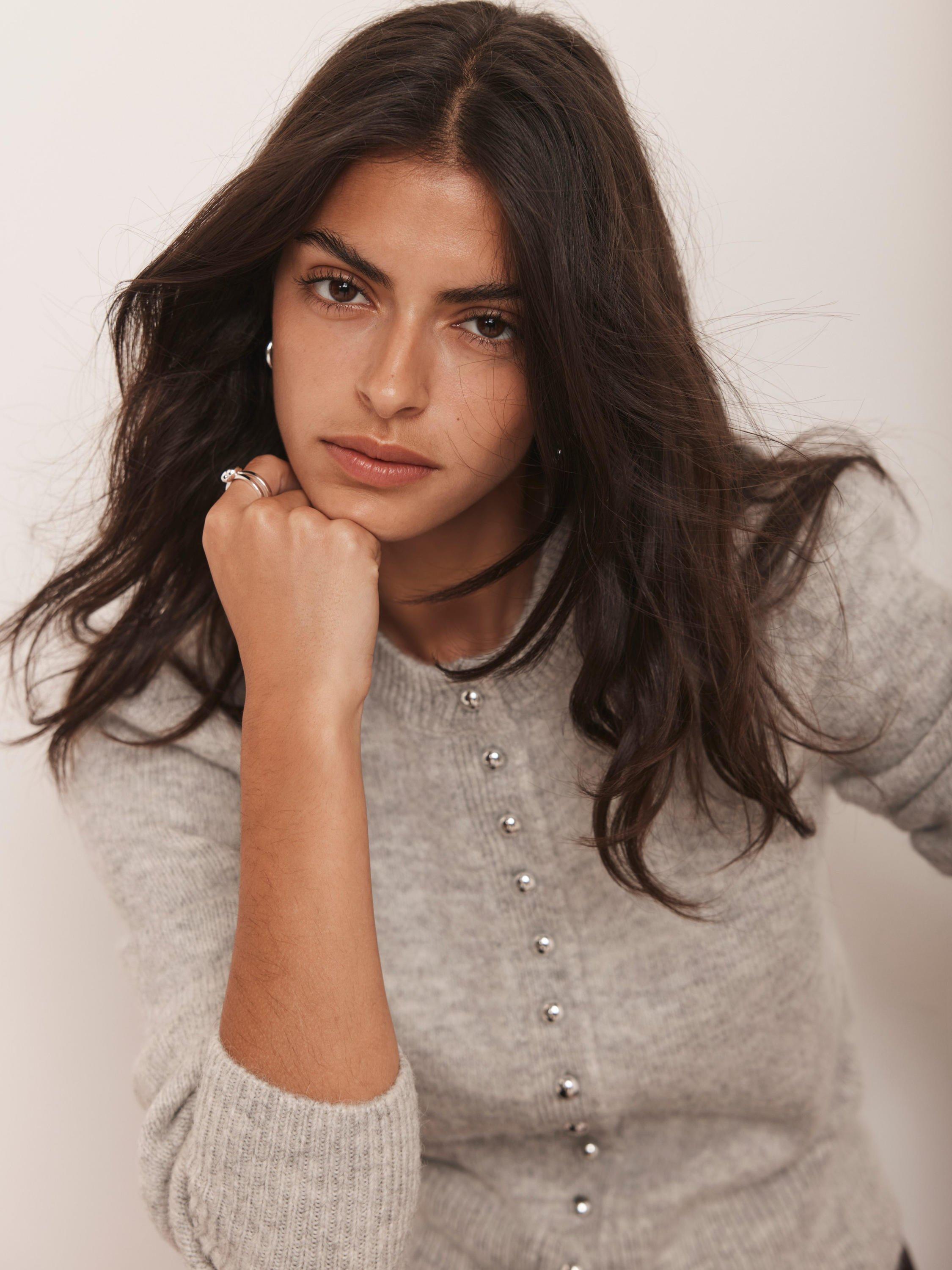 Product image 7 of 9, which shows Mint Velvet Button Cardigan, Grey, S