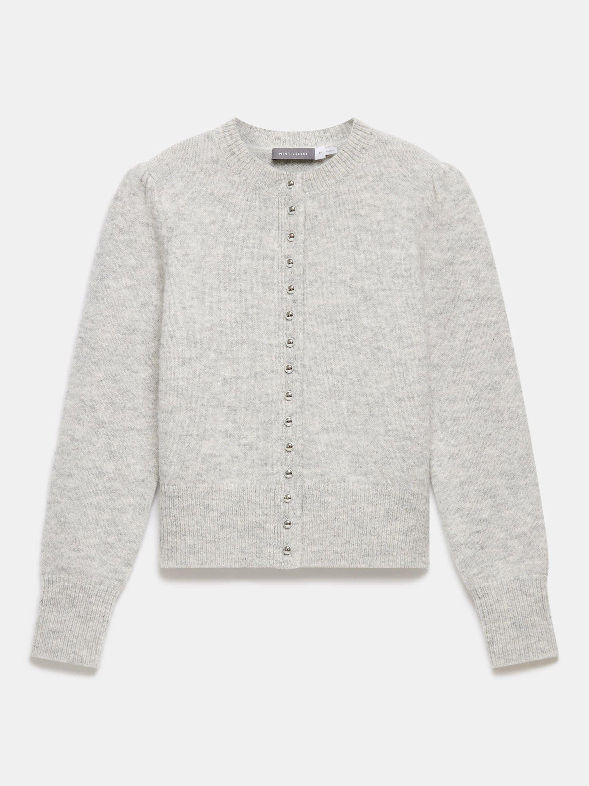 Product image 8 of 9, which shows Mint Velvet Button Cardigan, Grey, S