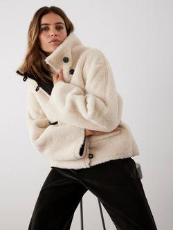 Mint Velvet Reversible Aviator Jacket, Brown/Multi - view 2, Brown/Multi