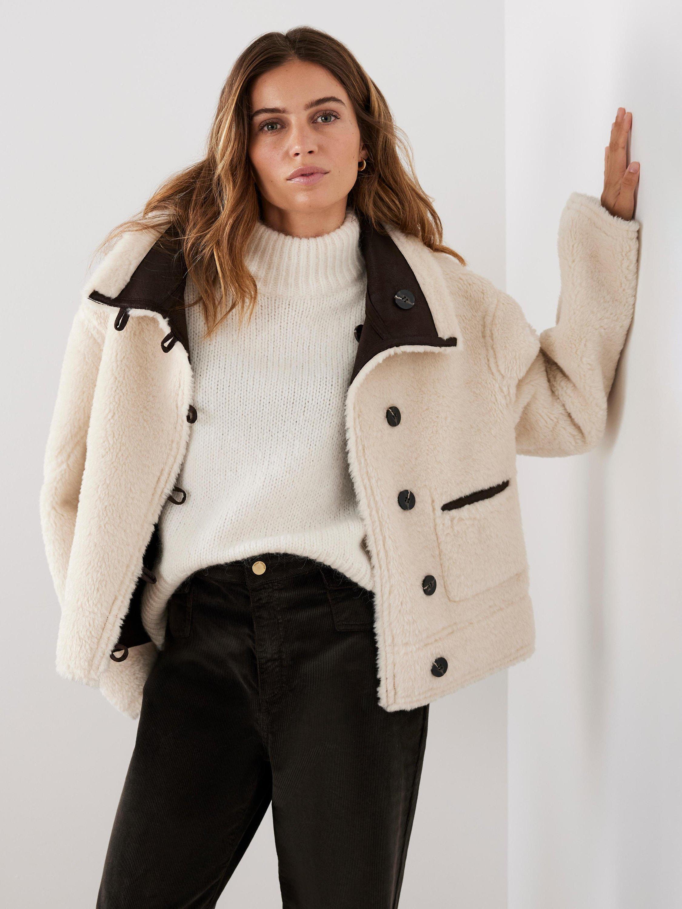 Product image 3 of 8, which shows Mint Velvet Reversible Aviator Jacket, Brown/Multi, M