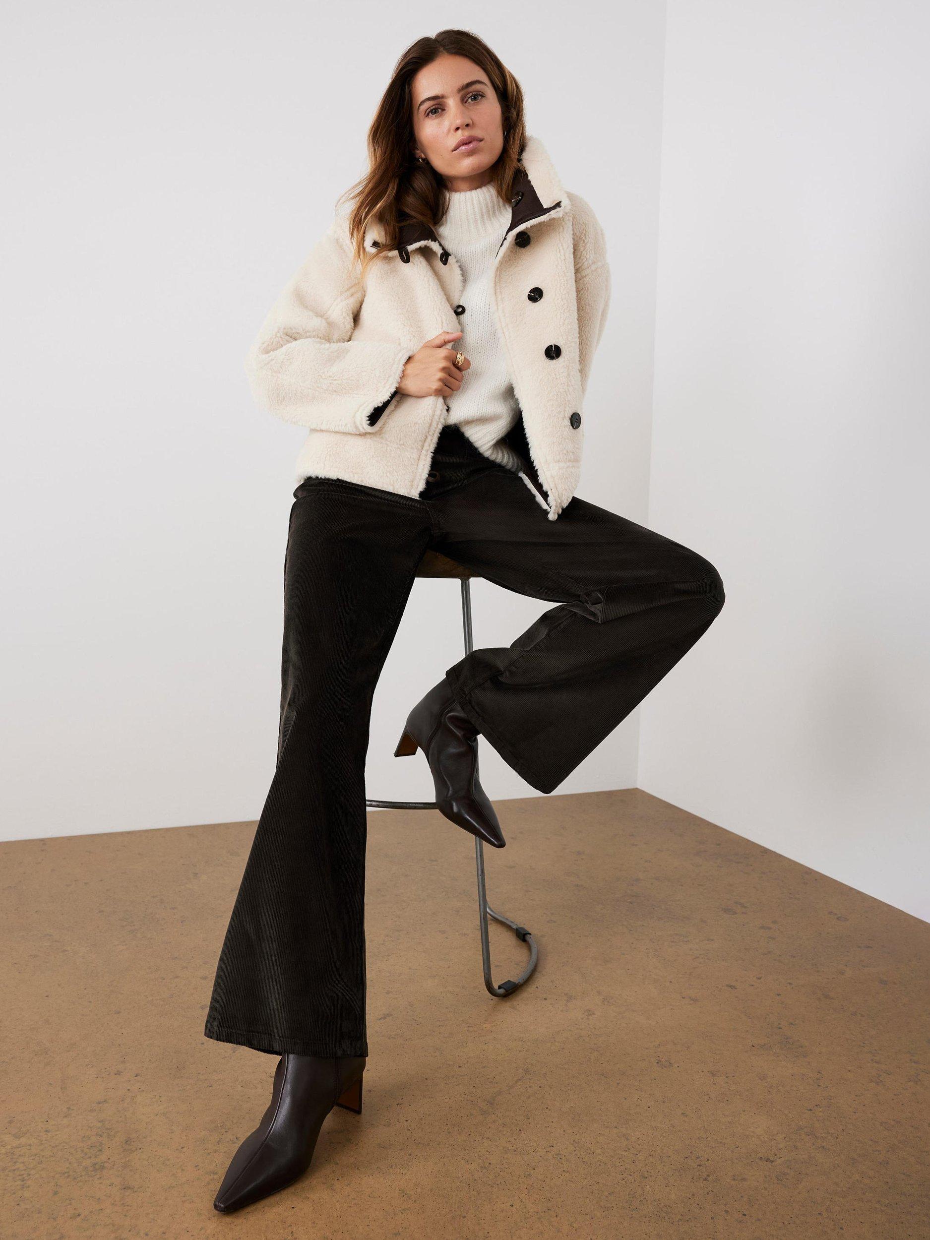 Product image 5 of 8, which shows Mint Velvet Reversible Aviator Jacket, Brown/Multi, M