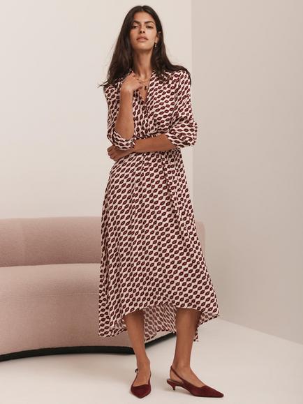 Mint Velvet Lip Print Shirt Dress, Red/Multi - view 2, Red/Multi