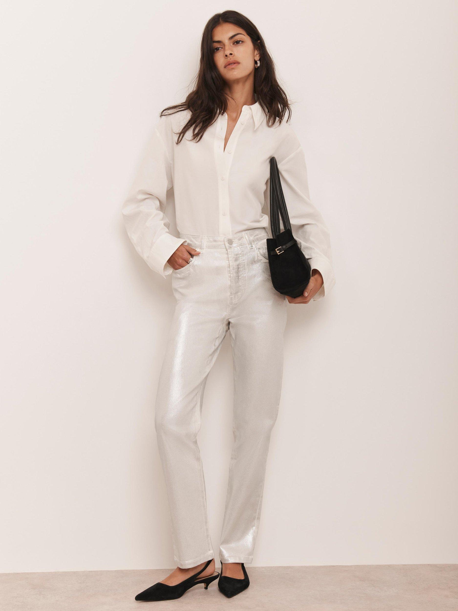 Product image 2 of 8, which shows Mint Velvet Slim Leg Jeans, Silver, 8R