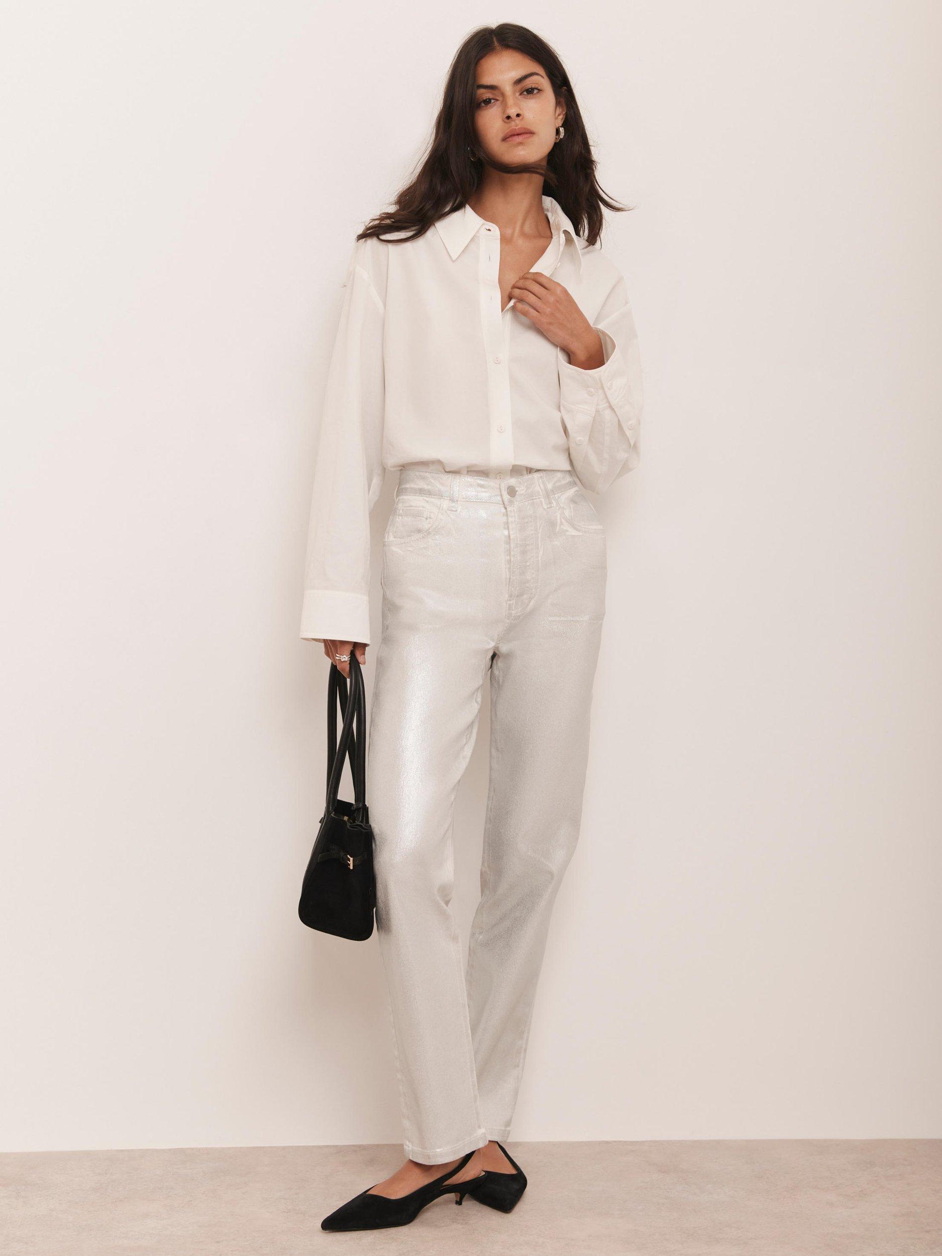 Product image 4 of 8, which shows Mint Velvet Slim Leg Jeans, Silver, 8R