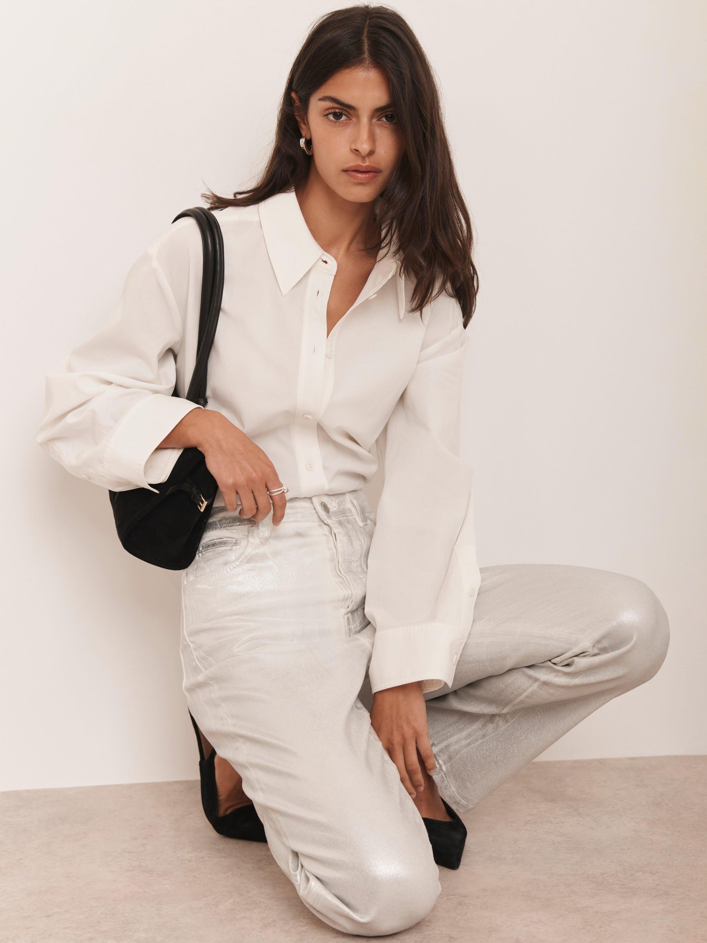 Product image 5 of 8, which shows Mint Velvet Slim Leg Jeans, Silver, 8R