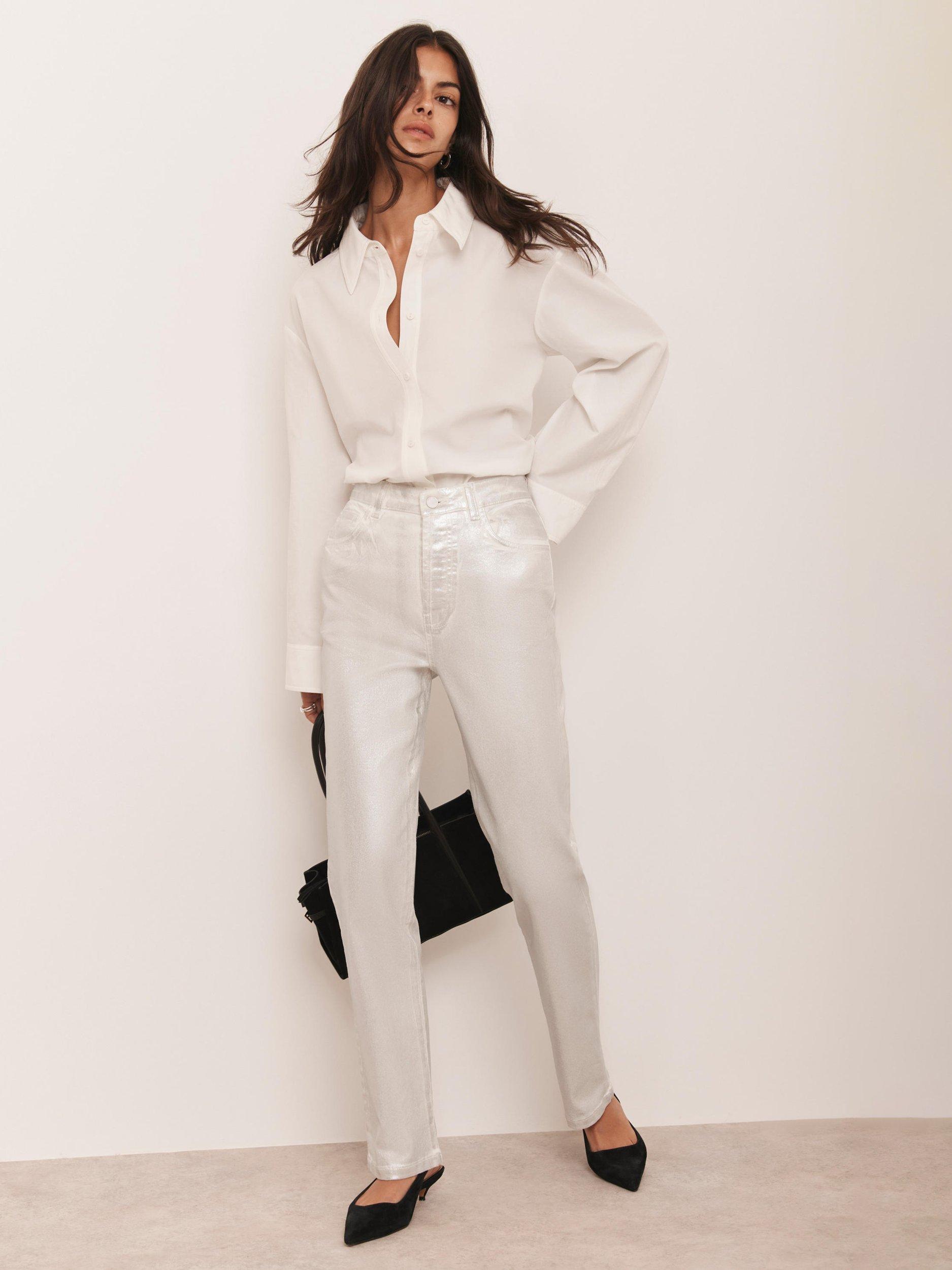 Product image 6 of 8, which shows Mint Velvet Slim Leg Jeans, Silver, 8R