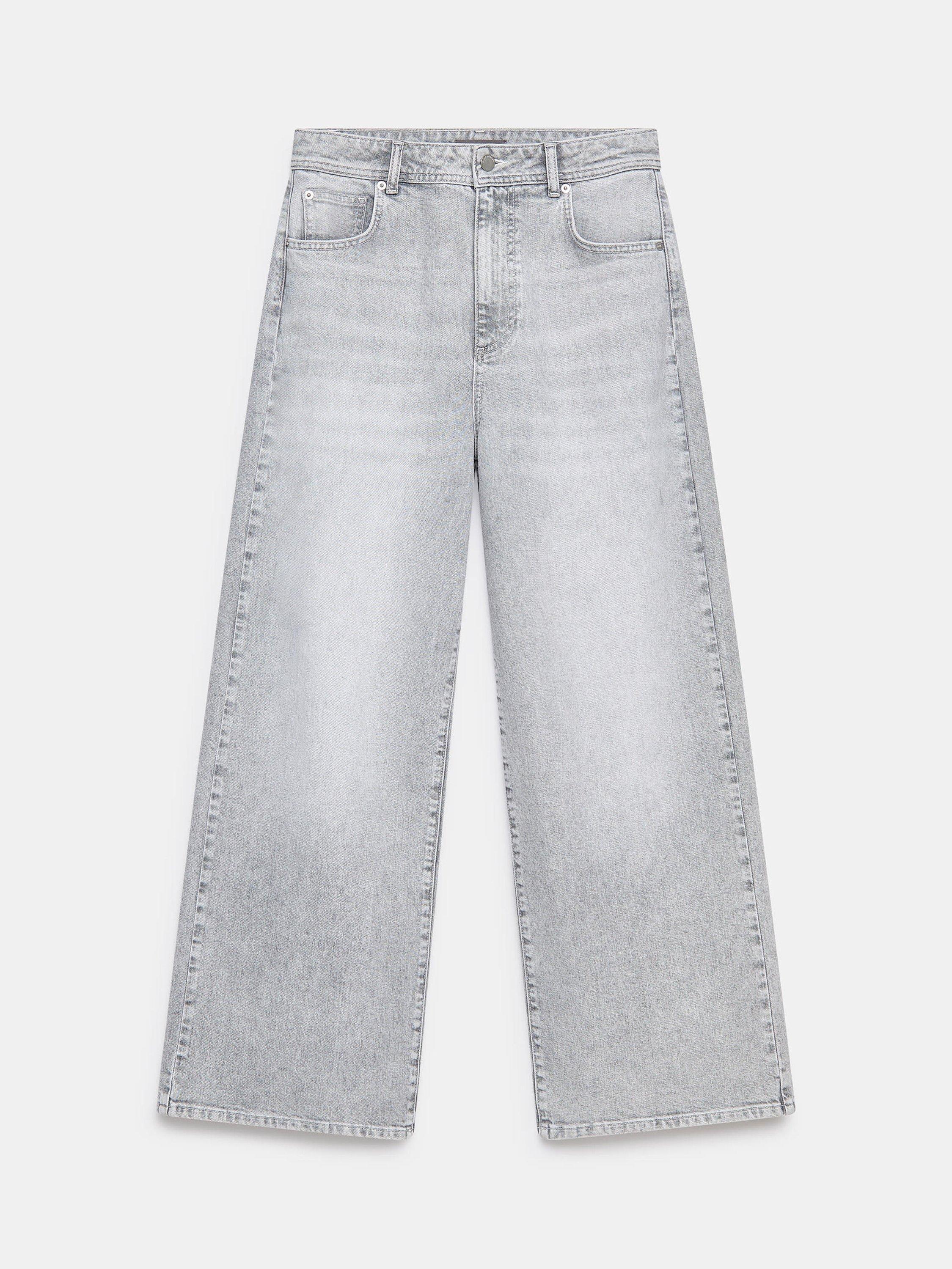 Product image 6 of 7, which shows Mint Velvet Washed Wide Jeans, Grey, 6R