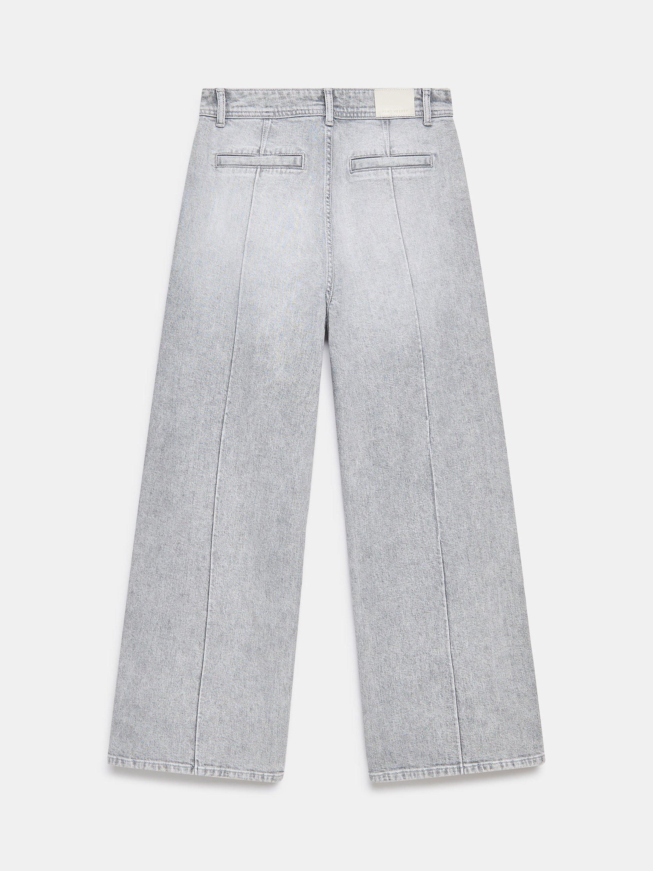 Product image 7 of 7, which shows Mint Velvet Washed Wide Jeans, Grey, 6R