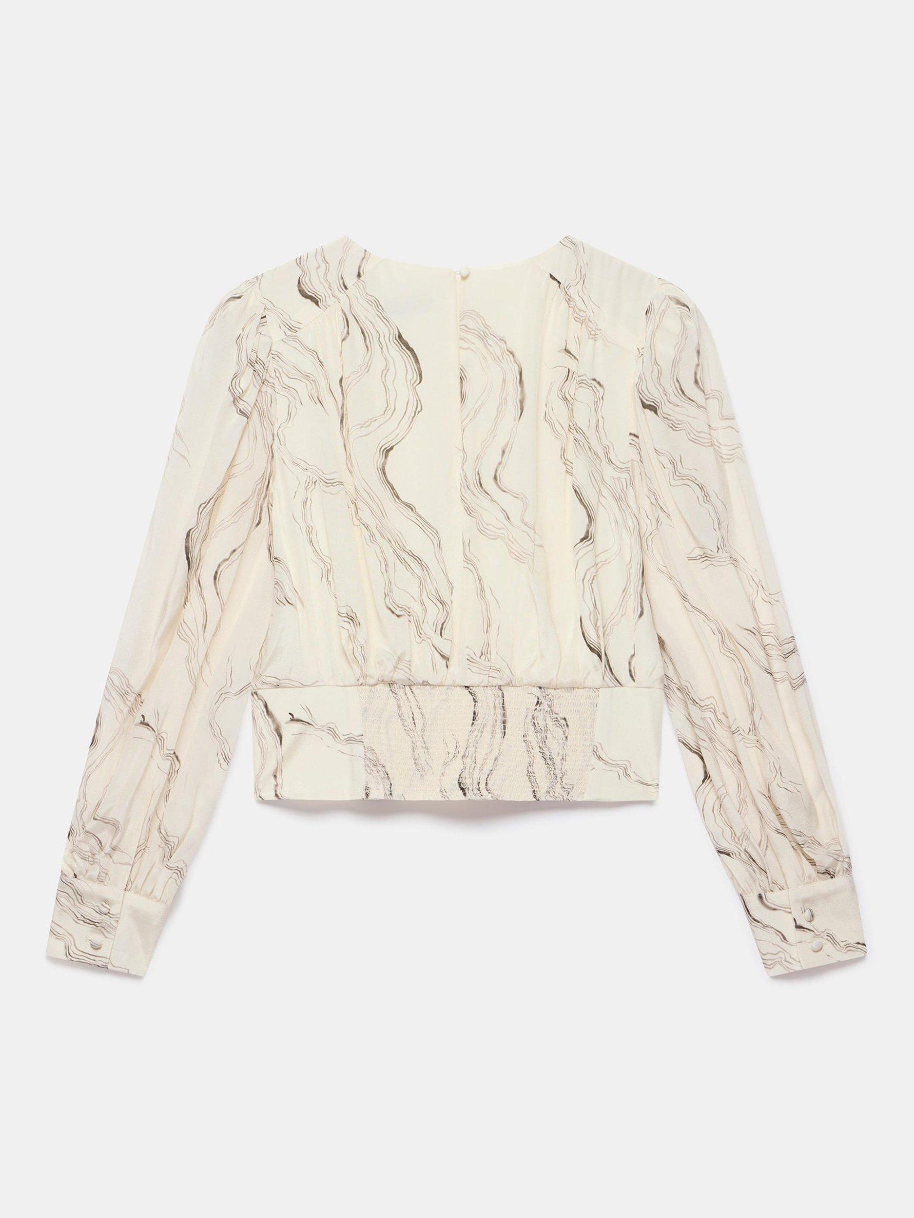 Product image 8 of 8, which shows Mint Velvet Marble Print Blouse, Natural Cream, S