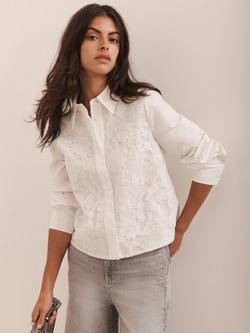 Mint Velvet Lace Sequin Long Sleeve Shirt, White Ivory - view 2, White Ivory