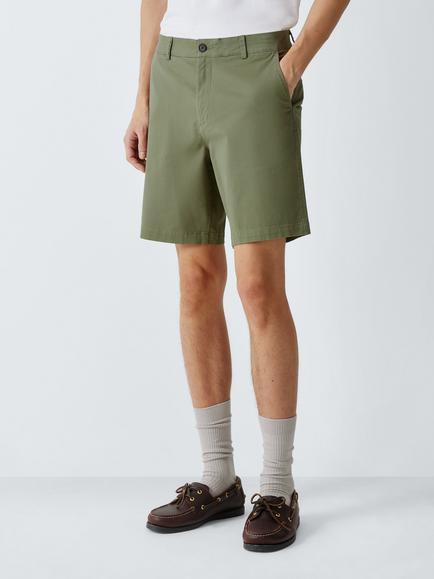John Lewis Stretch Cotton Chino Shorts, Deep Lichen Green