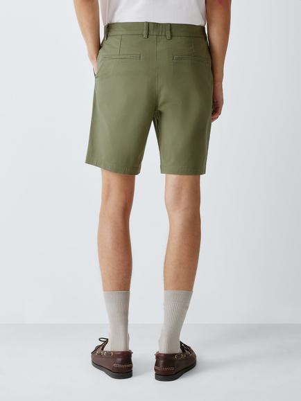 John Lewis Stretch Cotton Chino Shorts - view 2, Deep Lichen Green