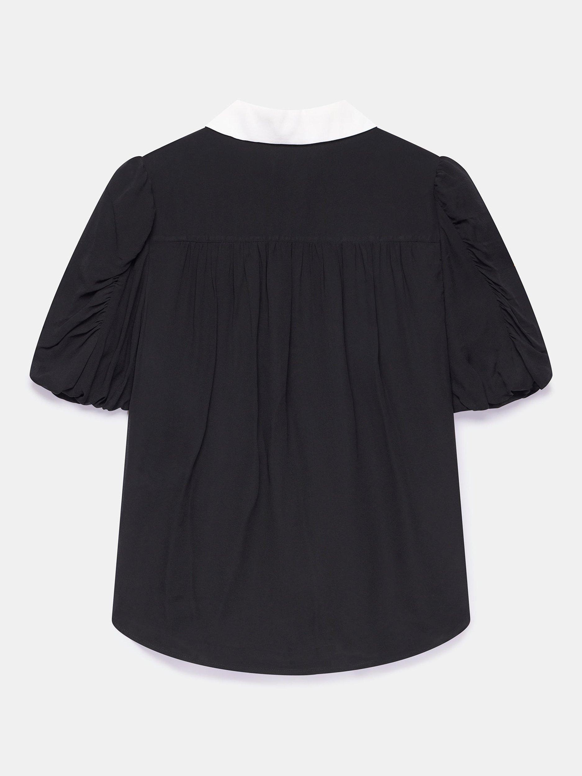Product image 8 of 8, which shows Mint Velvet Contrast Collar Shirt, Black, 10