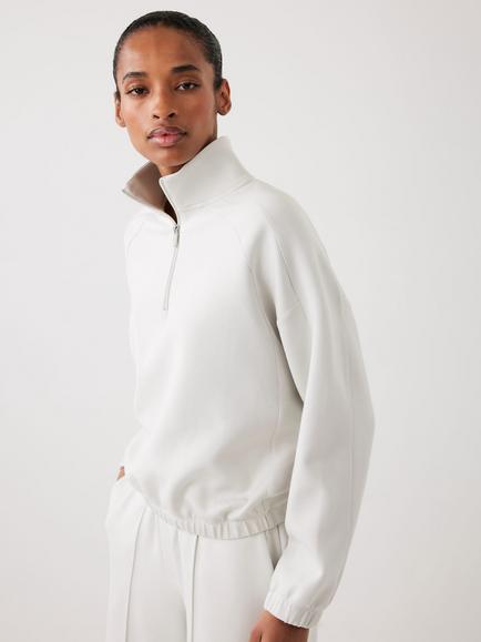 Mint Velvet 1/2 Zip Super Soft Sweatshirt, White Ivory, White Ivory