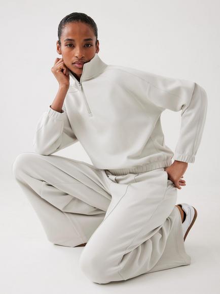 Mint Velvet 1/2 Zip Super Soft Sweatshirt, White Ivory - view 2, White Ivory