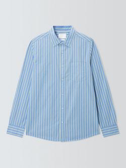 John Lewis Fine Prep Stripe Cotton Shirt, Blue/Yellow, Blue/Yellow