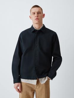 John Lewis Elastic Hem Cotton Overshirt, Navy, Navy