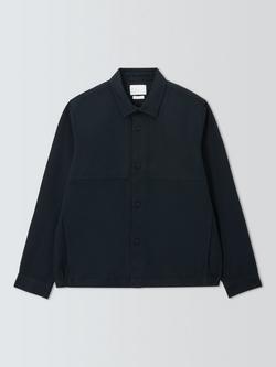John Lewis Elastic Hem Cotton Overshirt, Navy, Navy