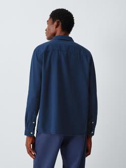 John Lewis Textured Stripe Cotton Blend Shirt, Navy - view 2, Navy