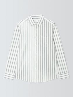 John Lewis Wide Prep Stripe Cotton Shirt, Navy/Green