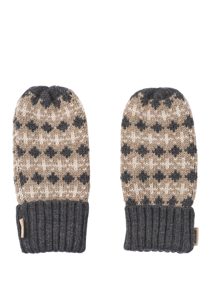 WHEAT Kids' Merino Wool Jacquard Mittens, Charcoal, Charcoal