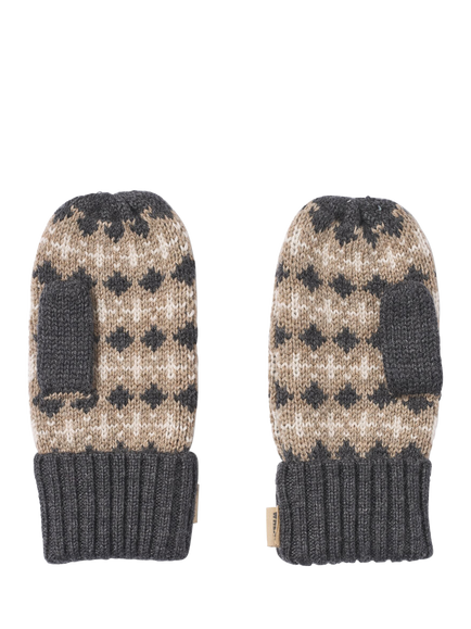 WHEAT Kids' Merino Wool Jacquard Mittens, Charcoal - view 2, Charcoal