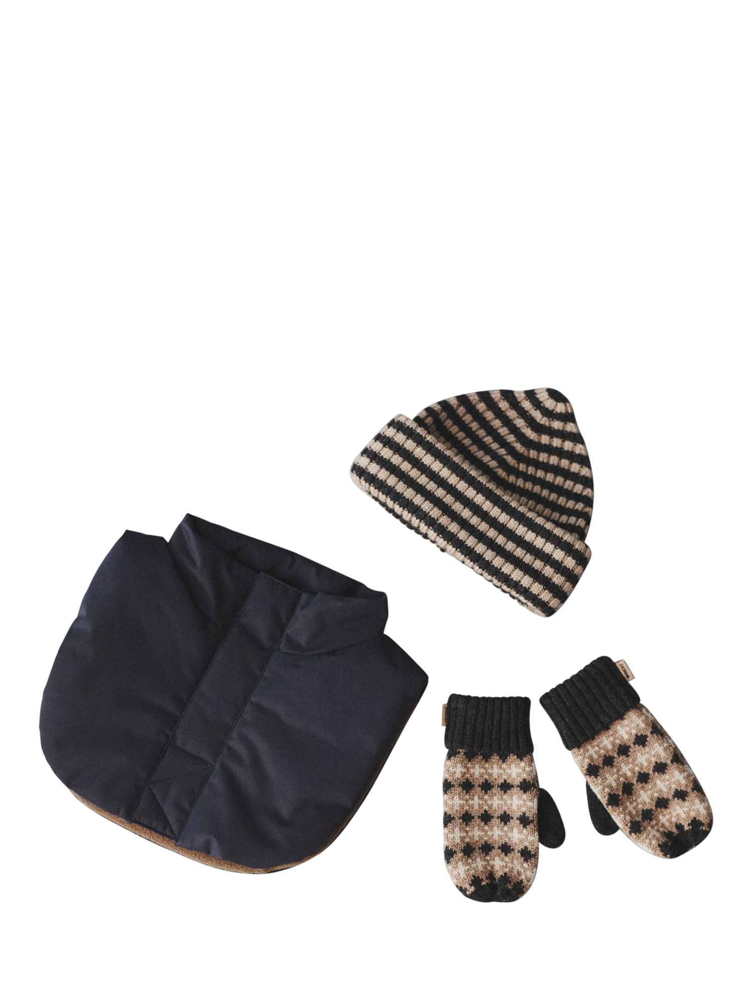 Product image 3 of 3, which shows WHEAT Kids' Merino Wool Jacquard Mittens, Charcoal, 12-24 months