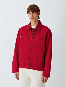 John Lewis Rudi Cotton Shacket, Equestrian Red, Equestrian Red