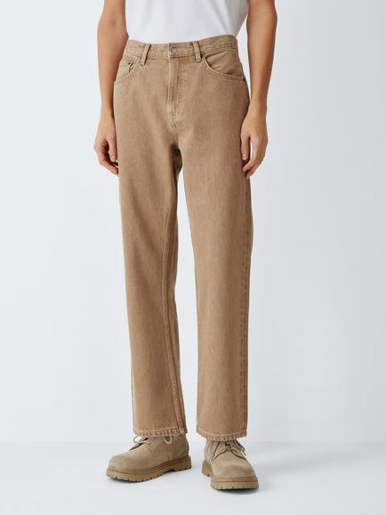 John Lewis 5-Pocket Washed Denim Jeans, Beige