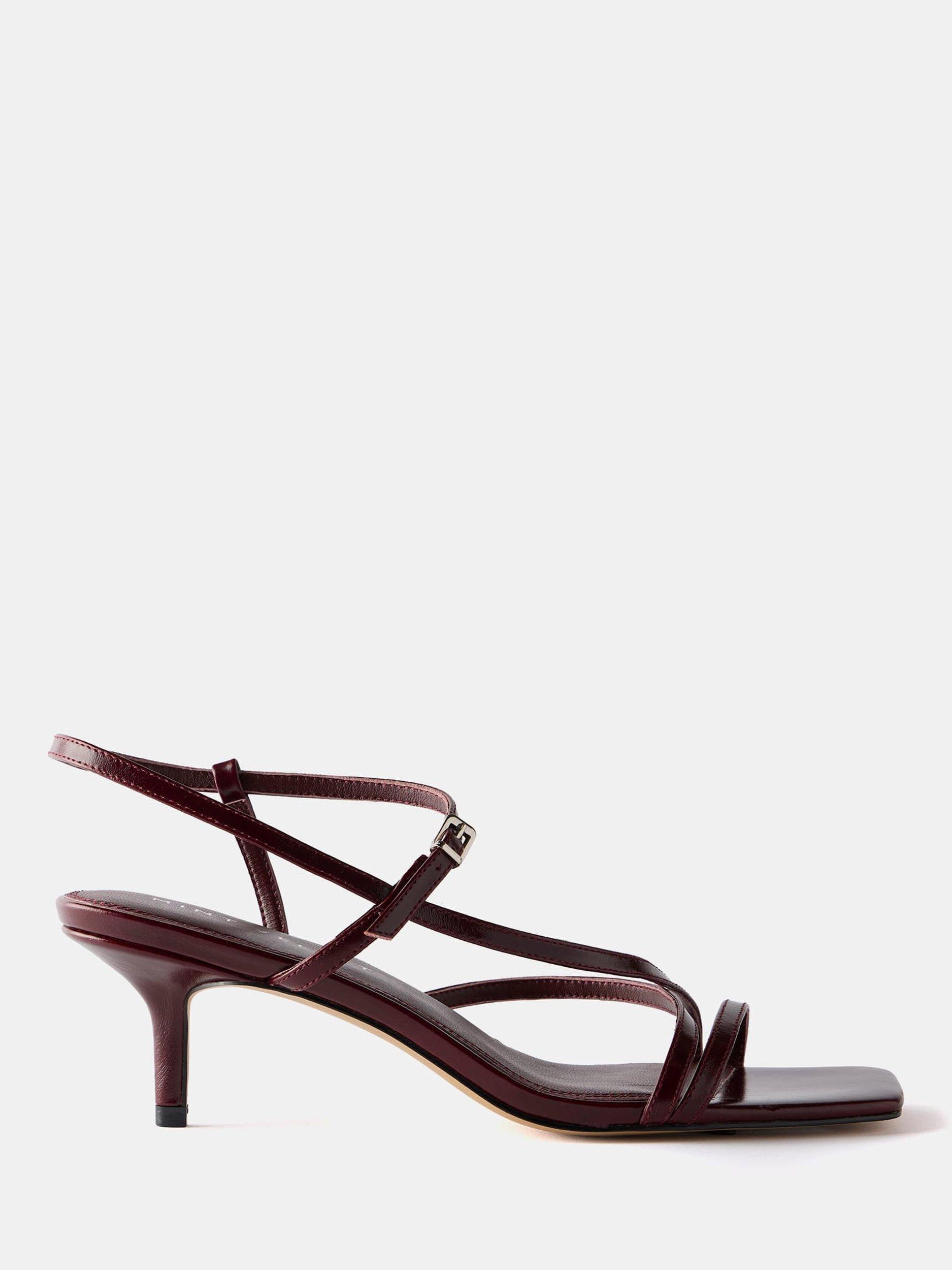 Product image 1 of 2, which shows Mint Velvet Strappy Kitten Heels, Red Burgundy, 3