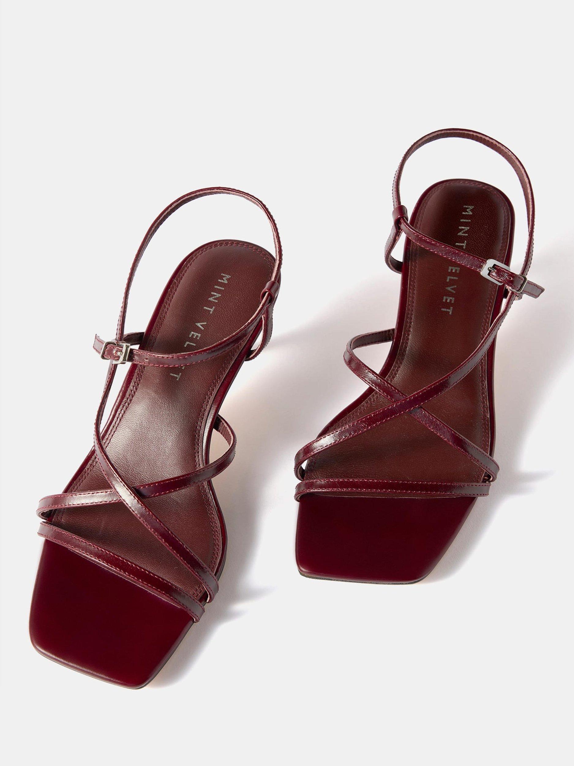 Product image 2 of 2, which shows Mint Velvet Strappy Kitten Heels, Red Burgundy, 3