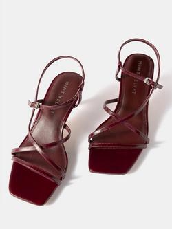 Mint Velvet Strappy Kitten Heels - view 2, Red Burgundy