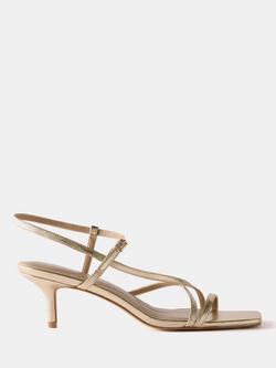 Mint Velvet Strappy Kitten Heels, Gold
