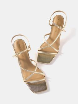 Mint Velvet Strappy Kitten Heels - view 2, Gold