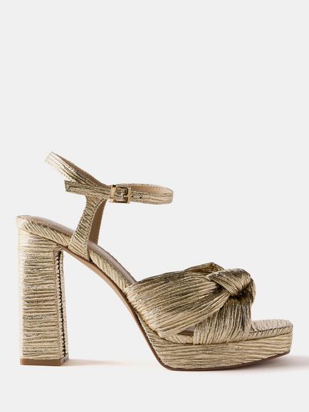 Mint Velvet Amy Textured Platform High Heels, Gold, Gold