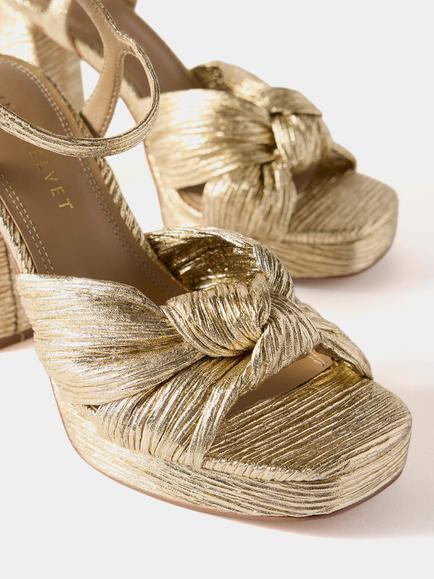 Mint Velvet Amy Textured Platform High Heels, Gold - view 2, Gold