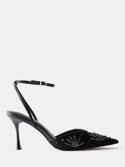 Mint Velvet Embellished Mesh High Heeled Shoes, Black, Black
