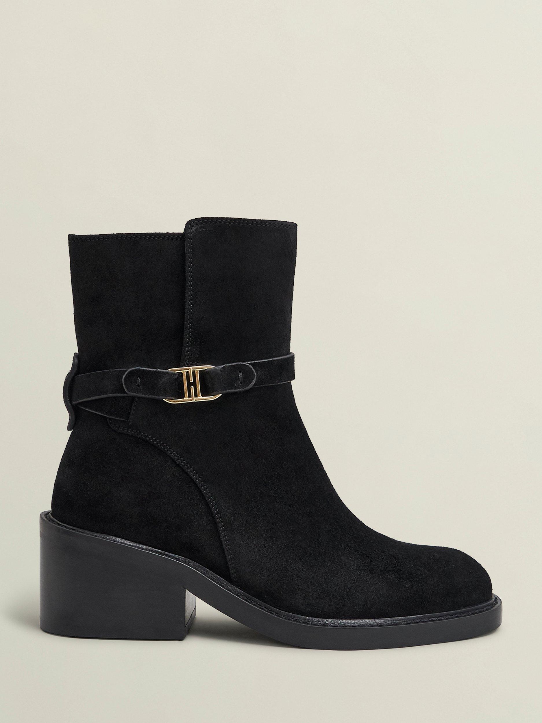 Product image 1 of 6, which shows Hobbs Sydney Block Heel Round Toe Boot, Black, 4