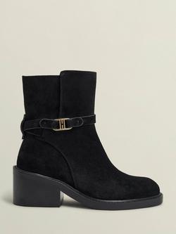 Hobbs Sydney Block Heel Round Toe Boot, Black