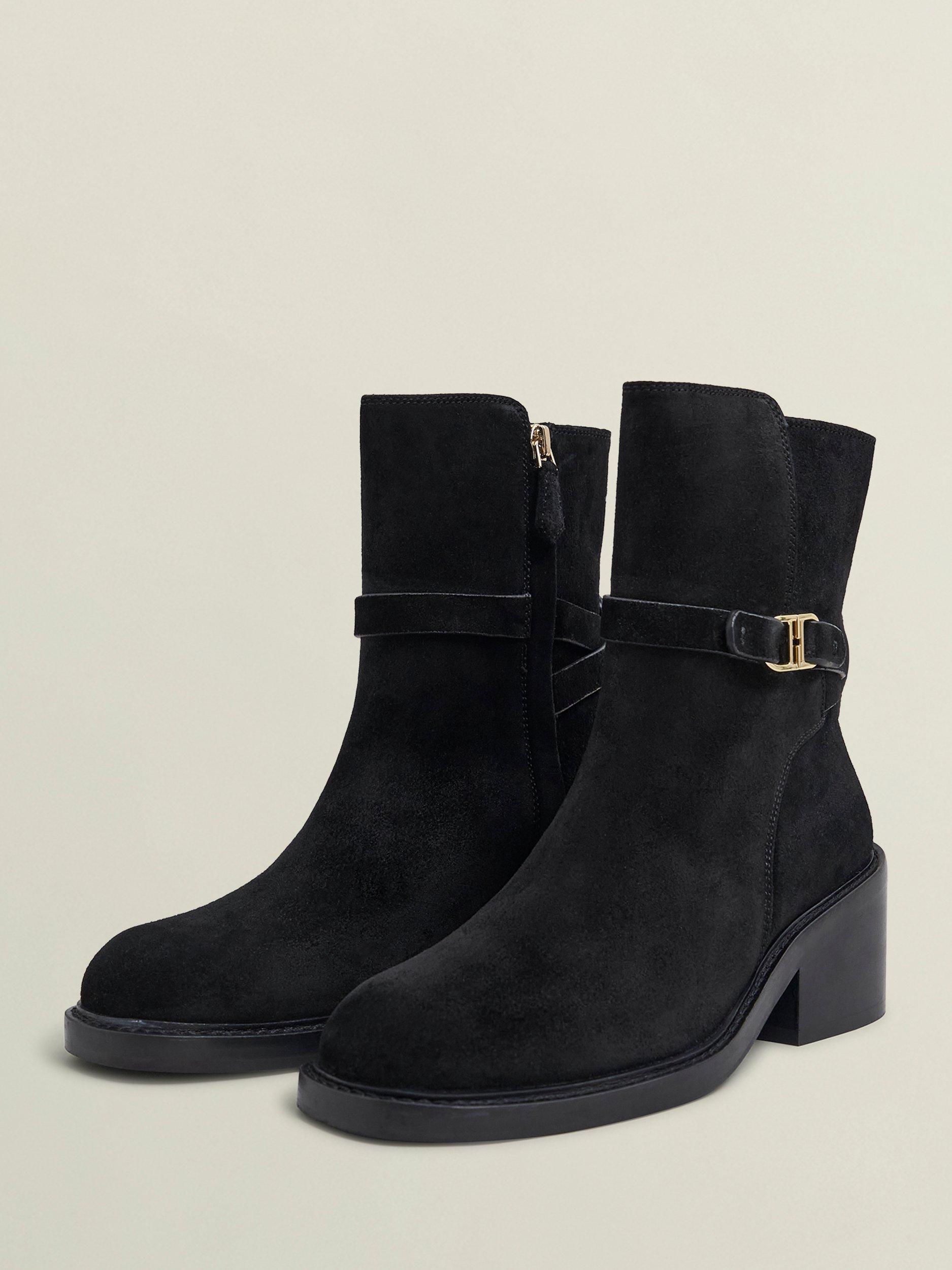 Product image 3 of 6, which shows Hobbs Sydney Block Heel Round Toe Boot, Black, 4