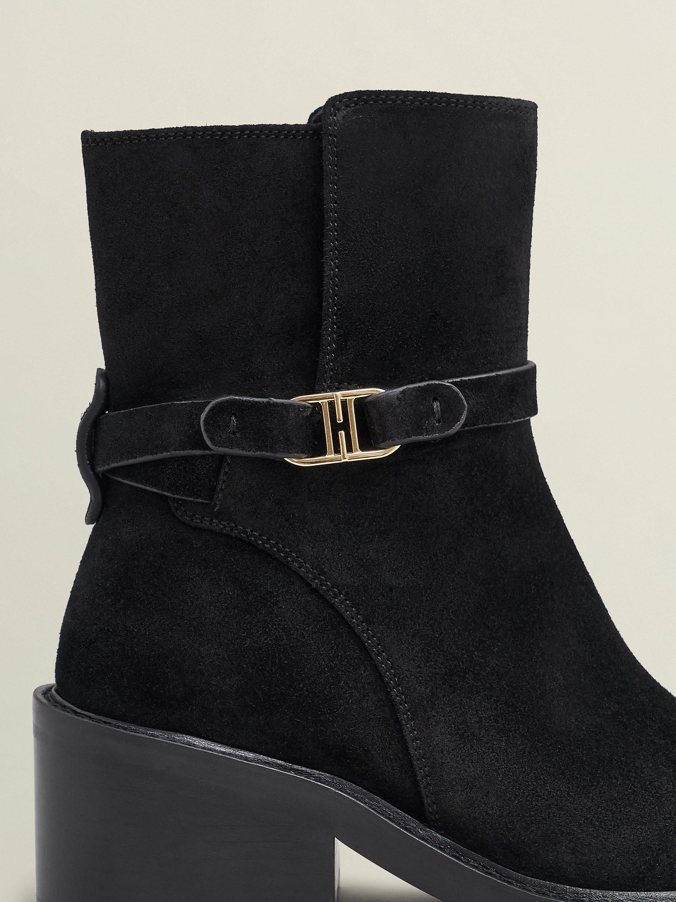 Product image 4 of 6, which shows Hobbs Sydney Block Heel Round Toe Boot, Black, 4