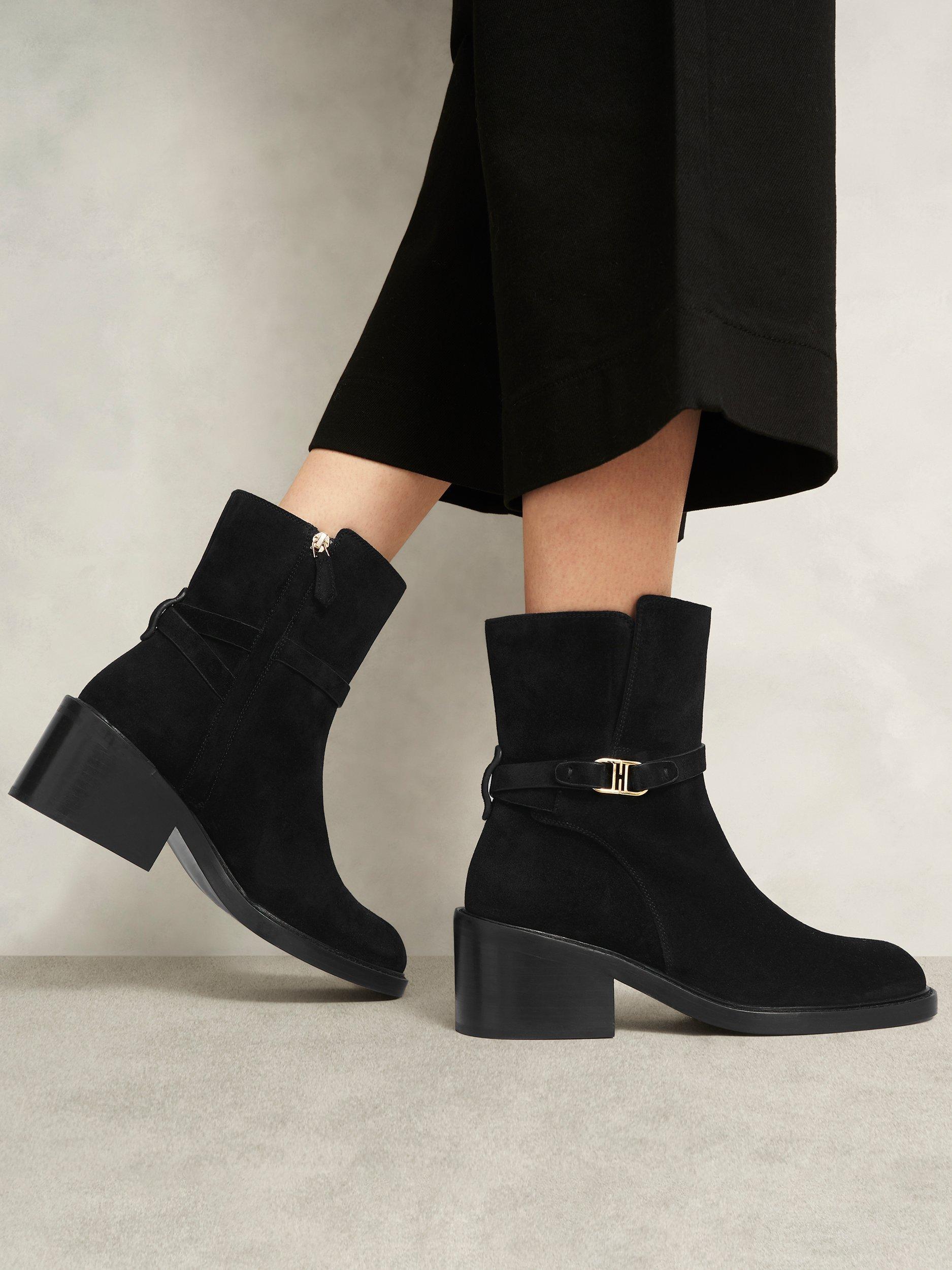 Product image 5 of 6, which shows Hobbs Sydney Block Heel Round Toe Boot, Black, 4