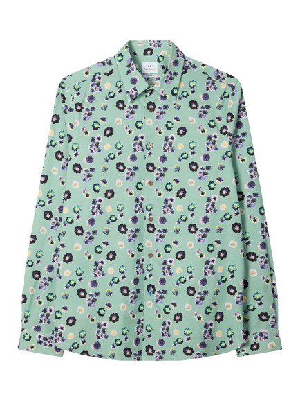 Paul Smith Regular Fit Floral Print Shirt, Green, Green
